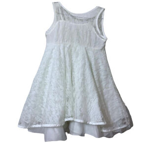 Hug Me girl’s white lace flower girl party dress size 140 6-7 FLAWs